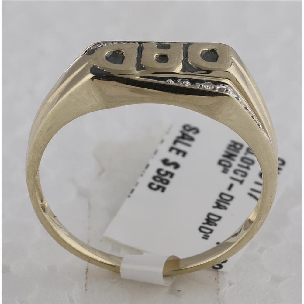 10K Yellow Gold Dad Ring with Black Detailing and Prong-Set Round Diamonds - 0.01 Carat Total Diamond Weight