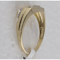 10K Yellow Gold Dad Ring with Black Detailing and Prong-Set Round Diamonds - 0.01 Carat Total Diamond Weight