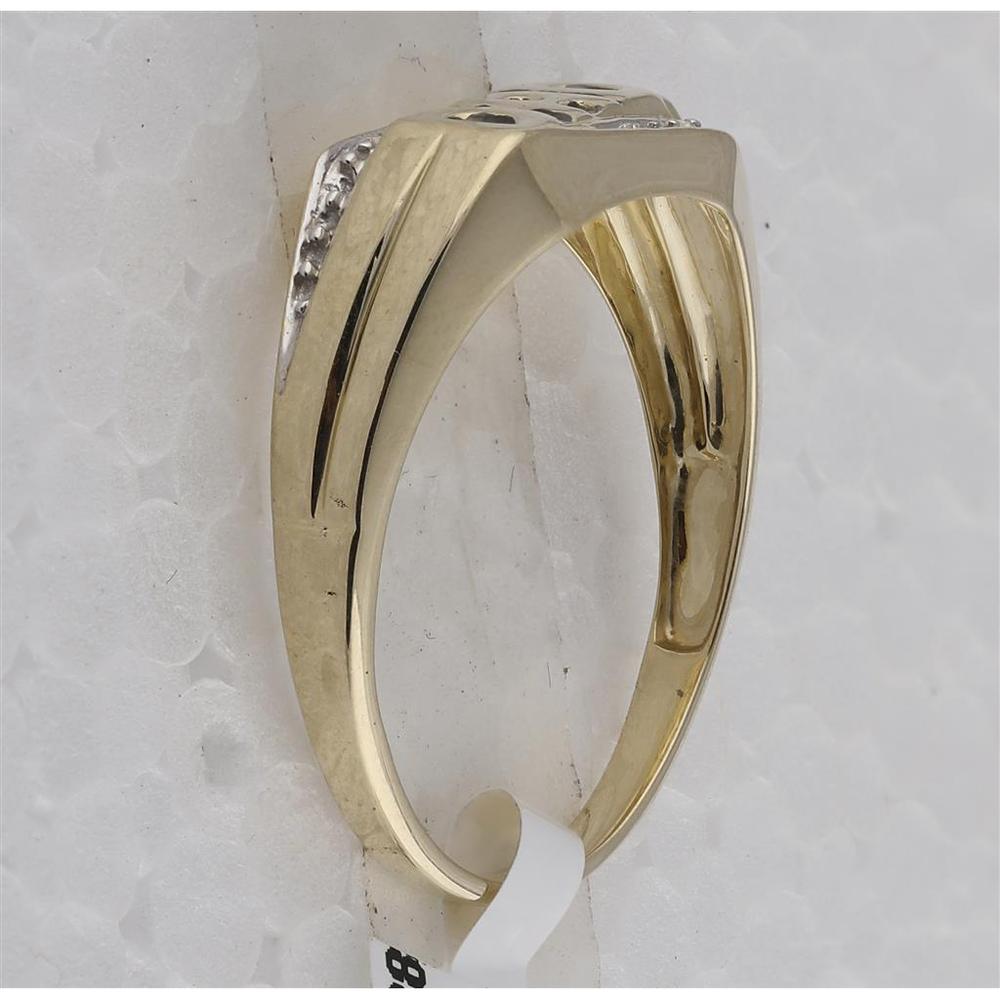 10K Yellow Gold Dad Ring with Black Detailing and Prong-Set Round Diamonds - 0.01 Carat Total Diamond Weight