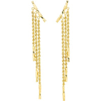 10K Yellow Gold Dangle Climber Earrings with Twisted Rope Chains and Diamond - Cut Bars - 2.70 Gram Total Weight