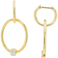 10K Yellow Gold Dangle Earrings with Round Diamonds - 0.10 Carat Total Diamond Weight