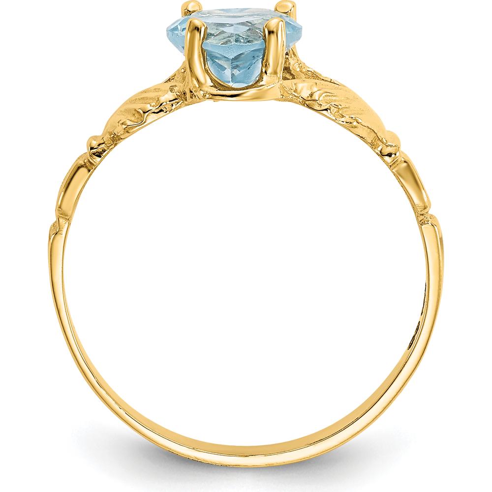 10K Yellow Gold December Birthstone Claddagh Ring with Heart-Shaped Blue Topaz Gem