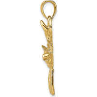 10K Yellow Gold Deer Head Profile Pendant Charm - Polished Finish