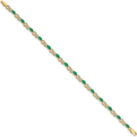 10K Yellow Gold Diamond and Emerald Infinity Bracelet - 7.25 inches by Oro Pregiato