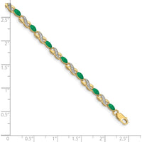 10K Yellow Gold Diamond and Emerald Infinity Bracelet - 7.25 inches by Oro Pregiato