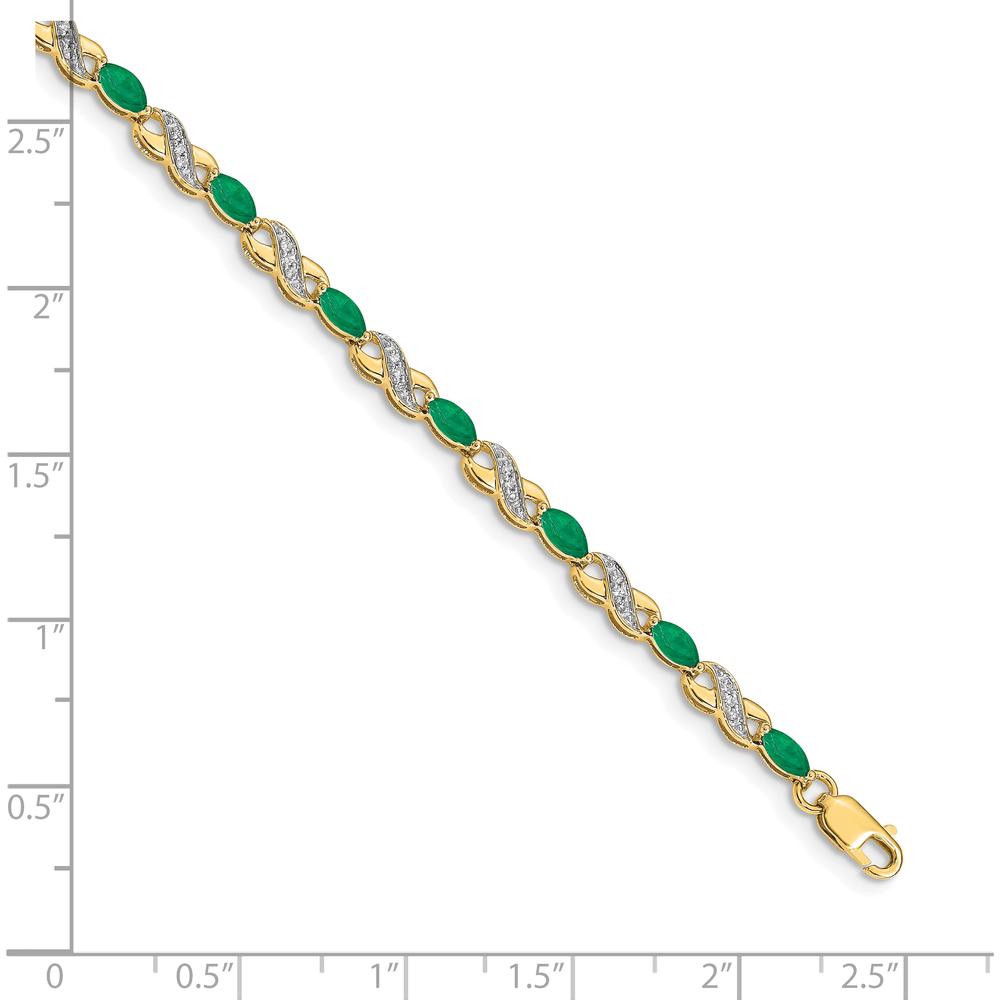 10K Yellow Gold Diamond and Emerald Infinity Bracelet - 7.25 inches by Oro Pregiato