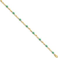 10K Yellow Gold Diamond and Oval Emerald Bracelet - 1.5 Carats Total Gem Weight by Oro Pregiato
