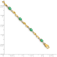 10K Yellow Gold Diamond and Oval Emerald Bracelet - 1.5 Carats Total Gem Weight by Oro Pregiato