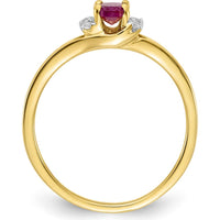 10K Yellow Gold Diamond and Oval Ruby Ring - 0.6 Carat Ruby, 0.07 Carat Diamond by 0
