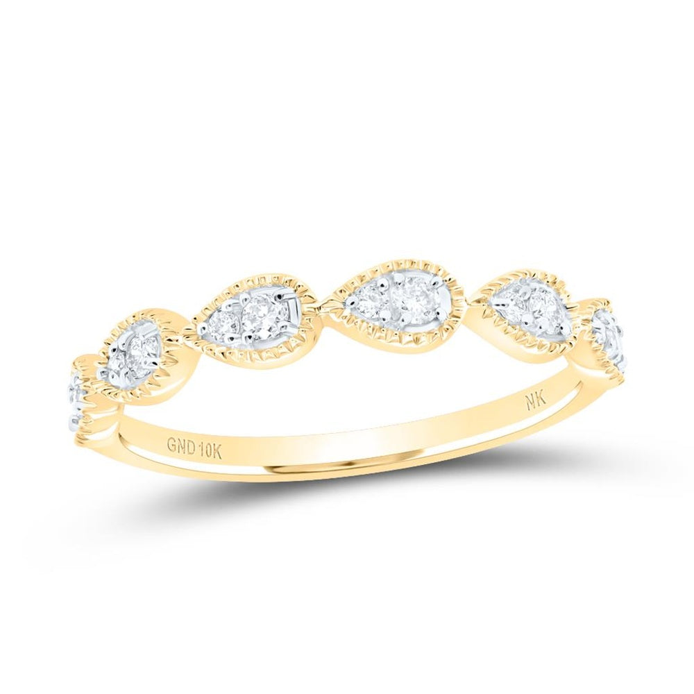 10K Yellow Gold Diamond Band Ring - 1/6 Carat Total Diamond Weight