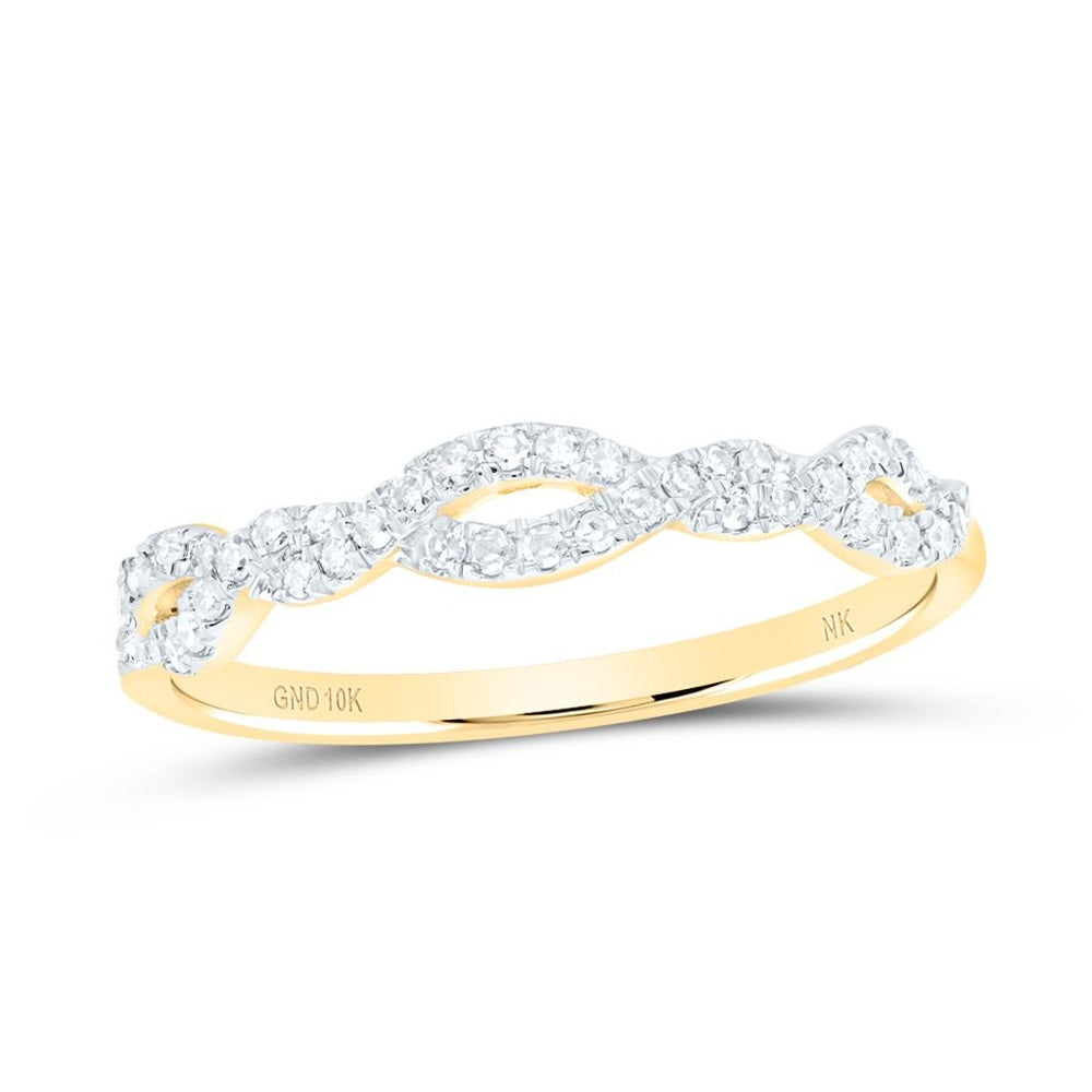 10K Yellow Gold Diamond Band Ring - 1/6 Carat Total Diamond Weight