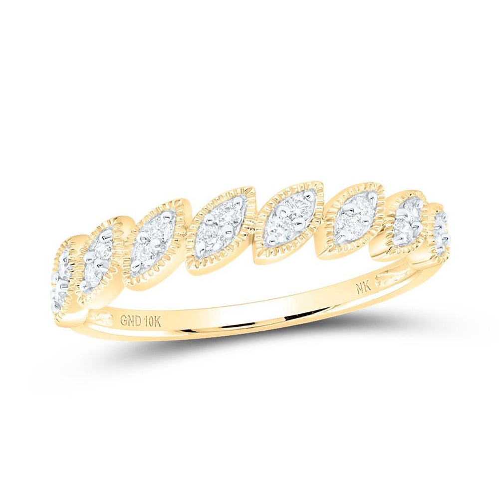 10K Yellow Gold Diamond Band Ring - 1/6 Carat Total Diamond Weight