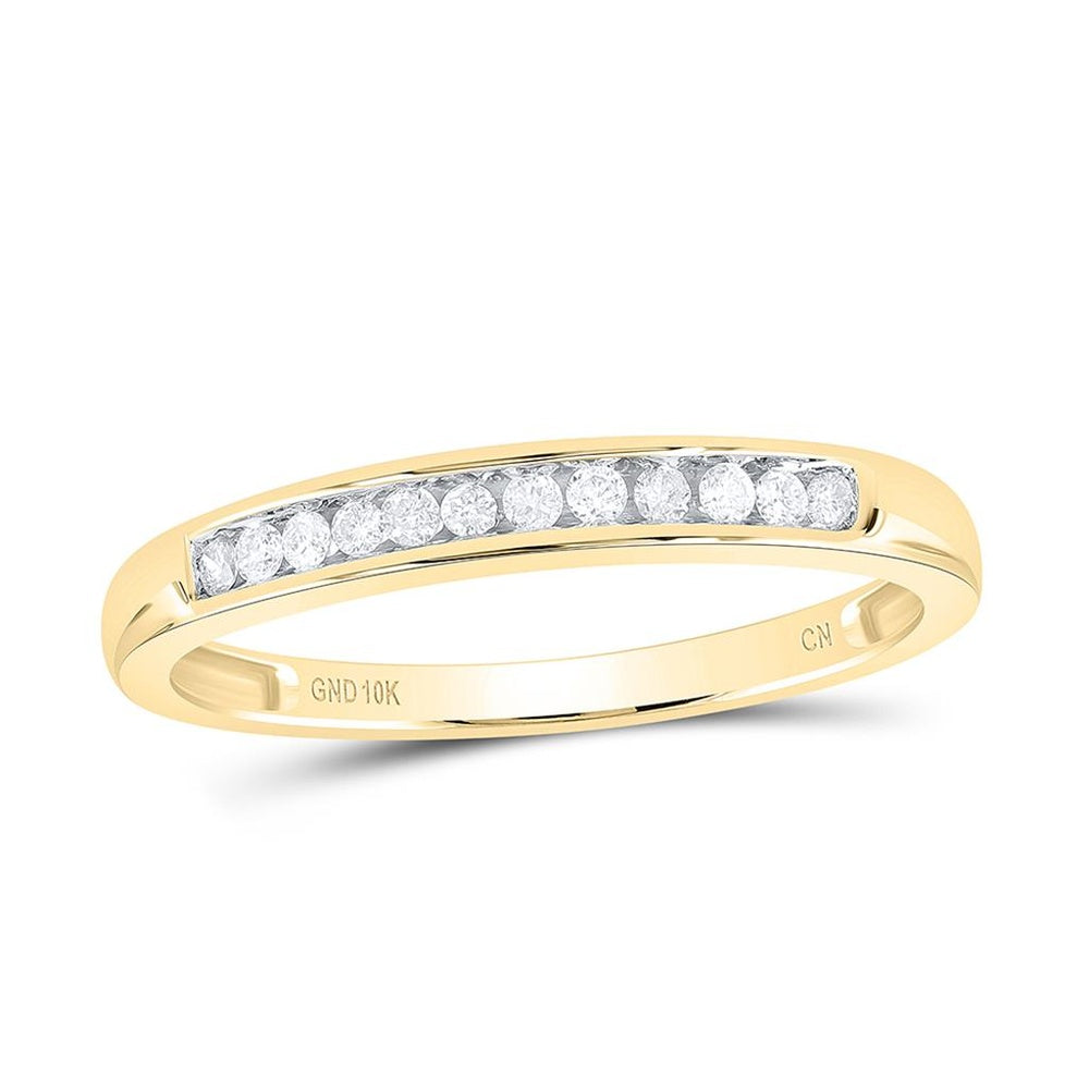 10K Yellow Gold Diamond Band Ring - 1/8 Carat Total Diamond Weight
