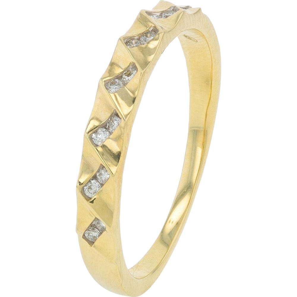 10K Yellow Gold Diamond Band with 0.10 Carat Zigzag Set Round Diamonds