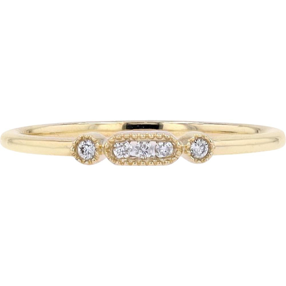 10K Yellow Gold Diamond Band with Milgrain Detail - 0.05 Carat Total Diamond Weight