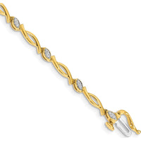 10K Yellow Gold Diamond Bracelet with Marquise Cut Diamonds - 5mm Width - 7-inch Length by Oro Pregiato