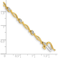 10K Yellow Gold Diamond Bracelet with Marquise Cut Diamonds - 5mm Width - 7-inch Length by Oro Pregiato