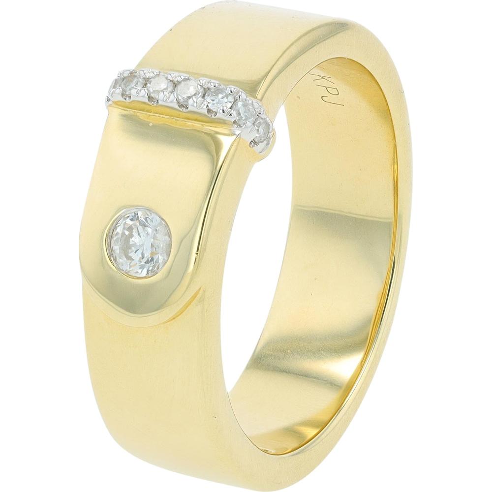 10K Yellow Gold Diamond Buckle Ring with 0.15 Carat Total Diamond Weight