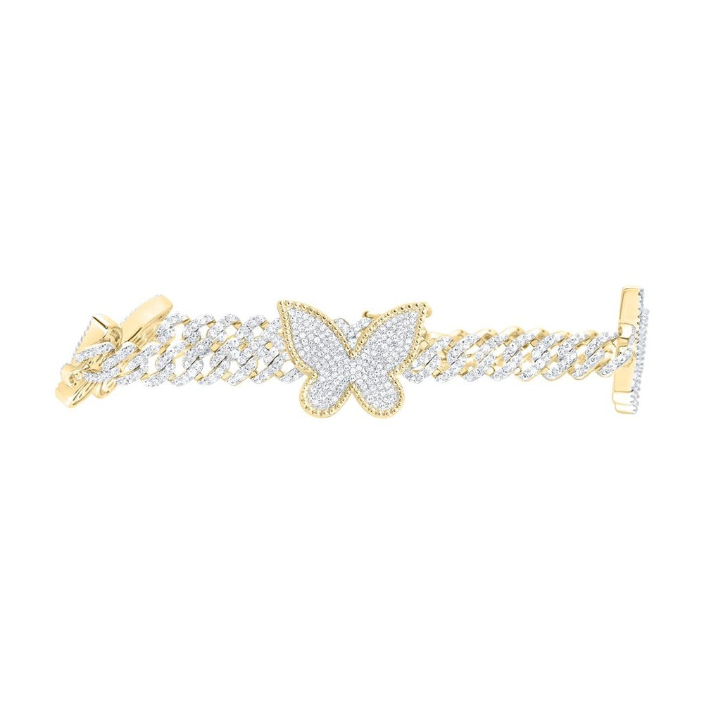 10K Yellow Gold Diamond Butterfly 7-Inch Bracelet - 2 3/4 Carat Total Diamond Weight