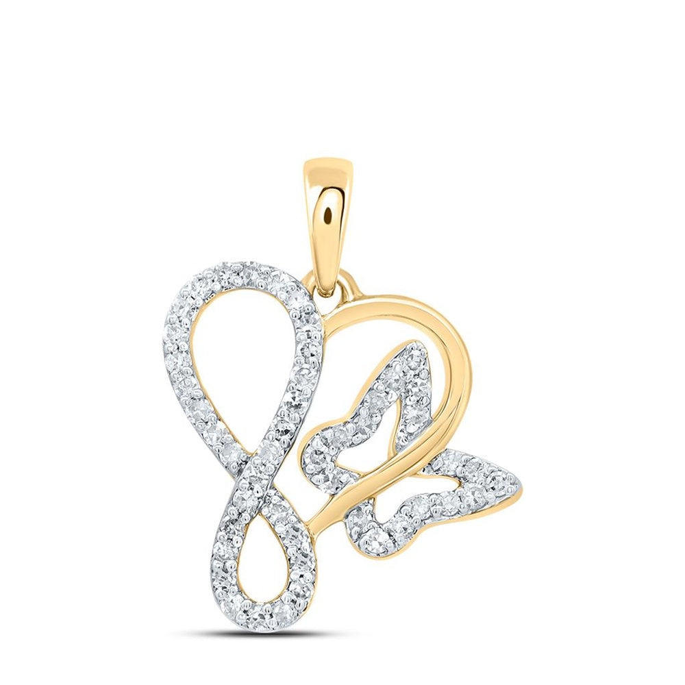 10K Yellow Gold Diamond Butterfly Pendant - 1/5 Carat Total Diamond Weight