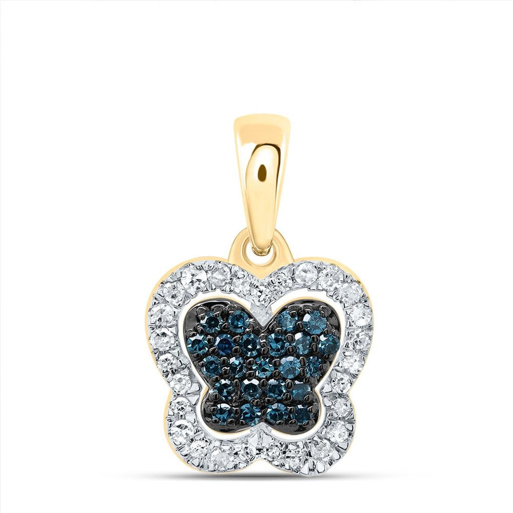 10K Yellow Gold Diamond Butterfly Pendant - 1/5 Carat Total Diamond Weight