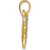 10K Yellow Gold Diamond Butterfly Pendant with Rhodium Accents - 0.30 Carat Total Diamond Weight by Oro Pregiato
