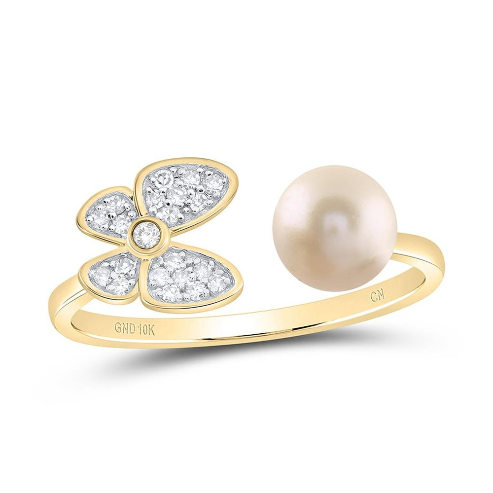 10K Yellow Gold Diamond Butterfly Ring - 1 1/2 Carat Total Gemstone Weight