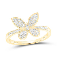 10K Yellow Gold Diamond Butterfly Ring - 1/3 Carat Total Diamond Weight