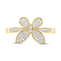 10K Yellow Gold Diamond Butterfly Ring - 1/3 Carat Total Diamond Weight