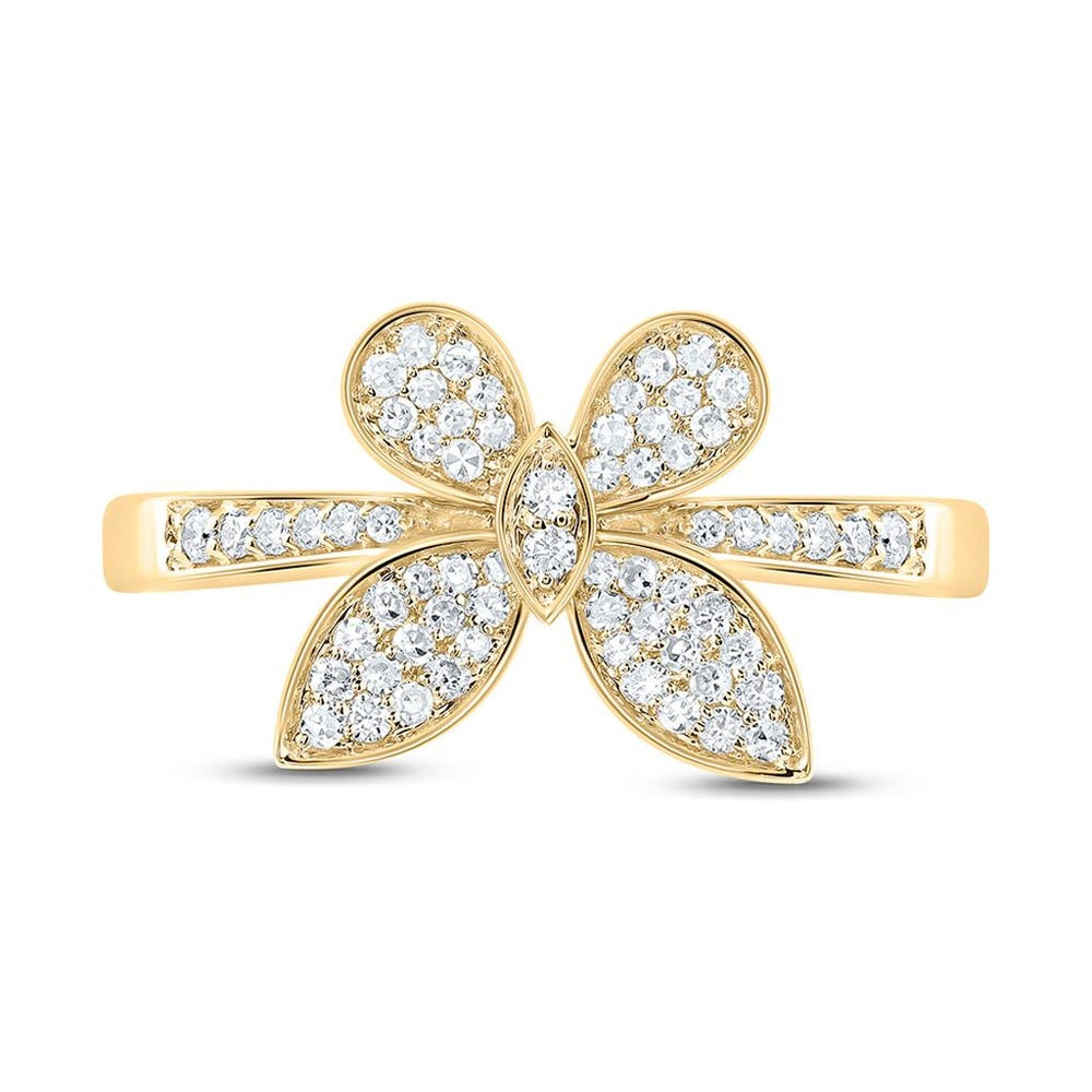 10K Yellow Gold Diamond Butterfly Ring - 1/3 Carat Total Diamond Weight