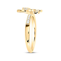 10K Yellow Gold Diamond Butterfly Ring - 1/3 Carat Total Diamond Weight