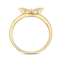 10K Yellow Gold Diamond Butterfly Ring - 1/3 Carat Total Diamond Weight