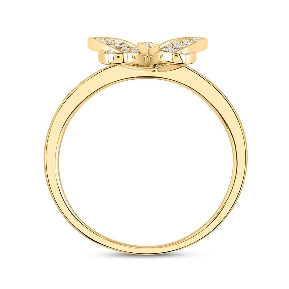 10K Yellow Gold Diamond Butterfly Ring - 1/3 Carat Total Diamond Weight