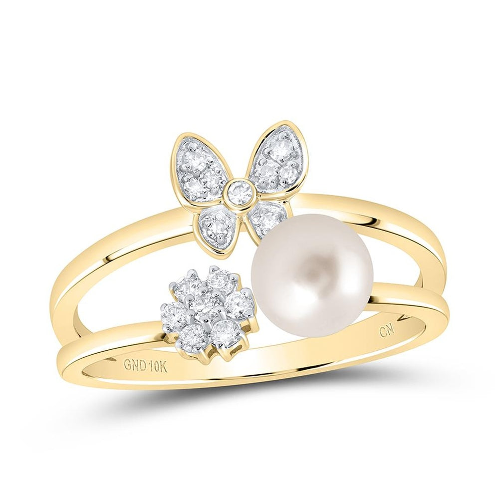 10K Yellow Gold Diamond Butterfly Ring - 1 5/8 Carat Total Gemstone Weight