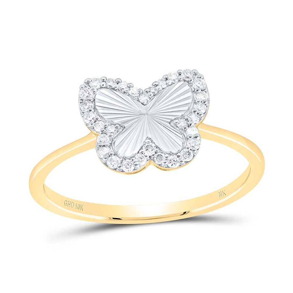10K Yellow Gold Diamond Butterfly Ring - 1/5 Carat Total Diamond Weight