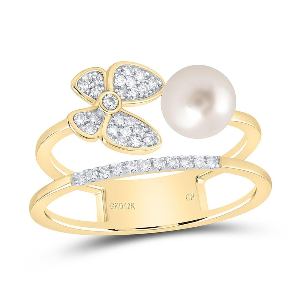 10K Yellow Gold Diamond Butterfly Ring - 2 Carat Total Gemstone Weight