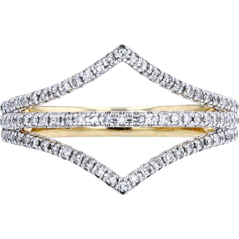 10K Yellow Gold Diamond Chevron Ring - 1/4 Carat Total Diamond Weight