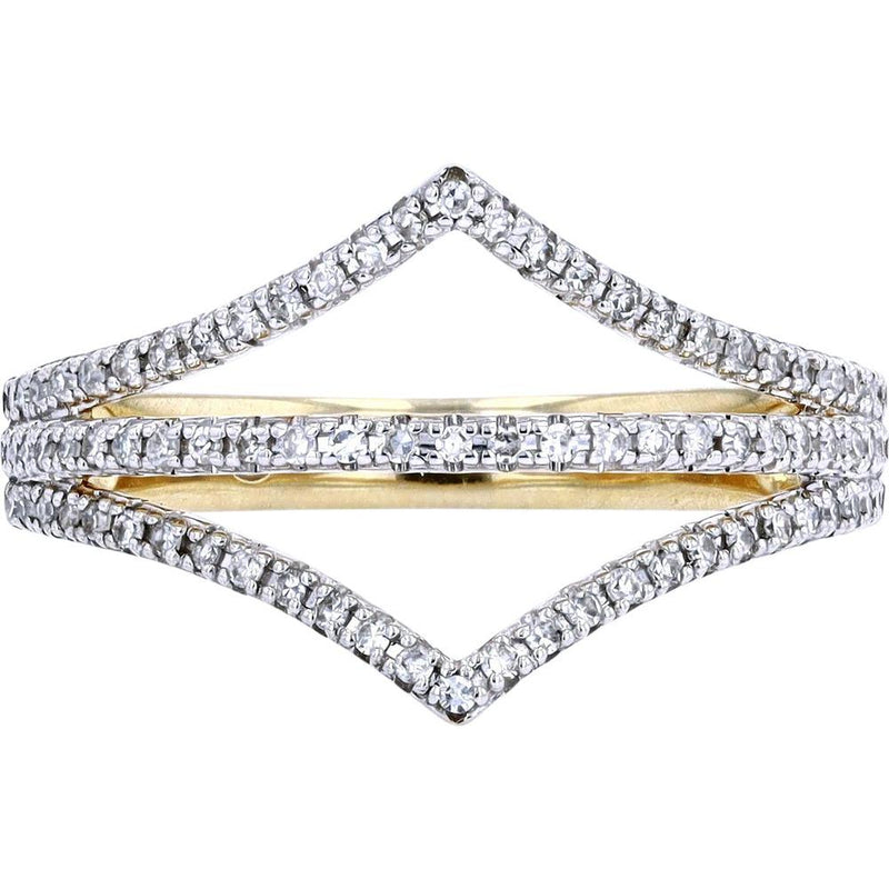 10K Yellow Gold Diamond Chevron Ring - 1/4 Carat Total Diamond Weight ...