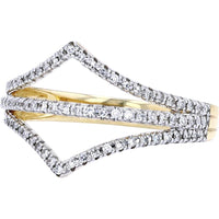 10K Yellow Gold Diamond Chevron Ring - 1/4 Carat Total Diamond Weight