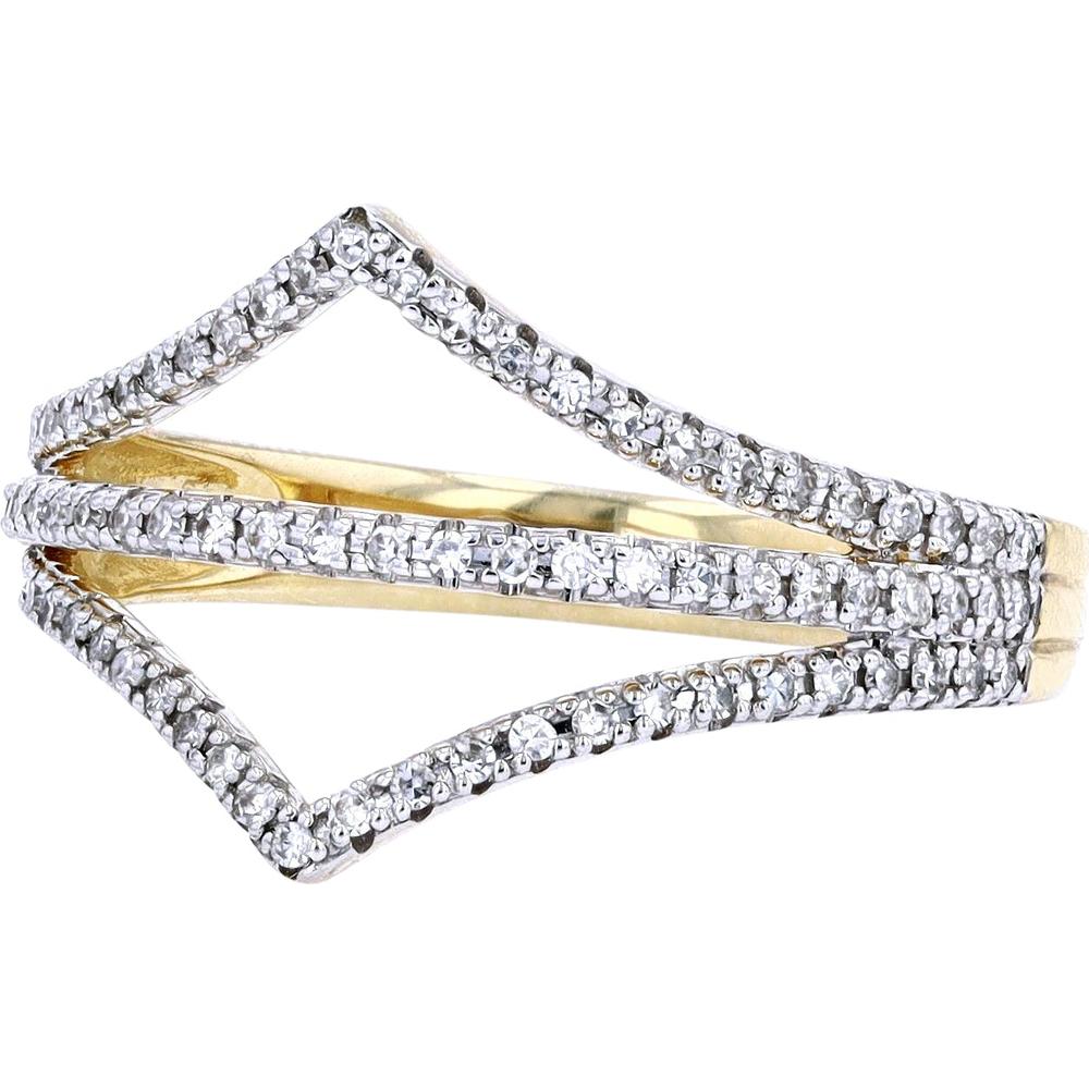 10K Yellow Gold Diamond Chevron Ring - 1/4 Carat Total Diamond Weight