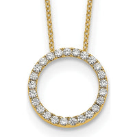 10K Yellow Gold Diamond Circle Pendant Necklace - 0.50 Carat Total Diamond Weight by Oro Pregiato