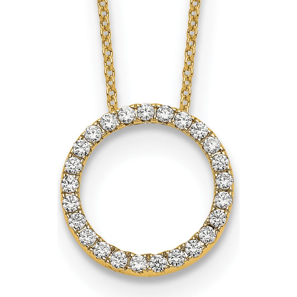 10K Yellow Gold Diamond Circle Pendant Necklace - 0.50 Carat Total Diamond Weight by Oro Pregiato
