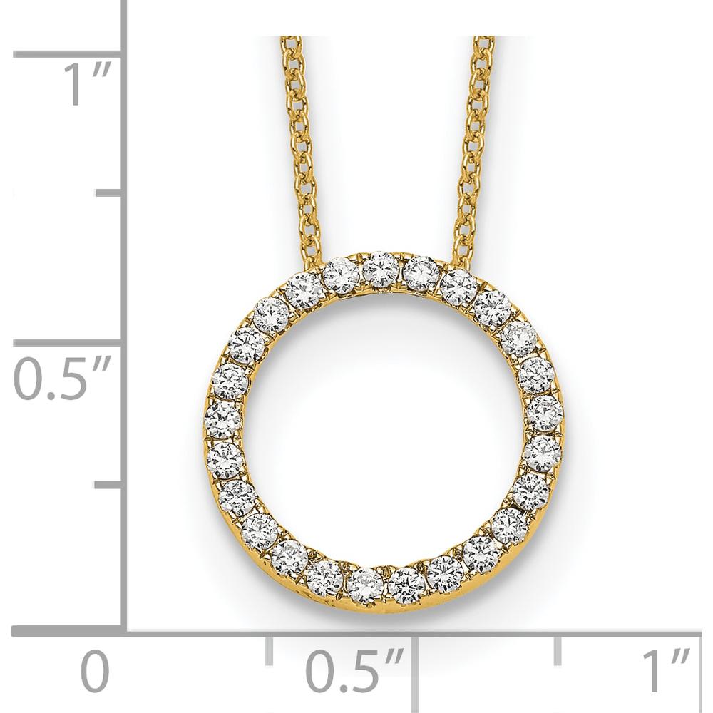10K Yellow Gold Diamond Circle Pendant Necklace - 0.50 Carat Total Diamond Weight by Oro Pregiato