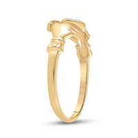 10K Yellow Gold Diamond Claddagh Heart Ring - 0.02 Carat Total Diamond Weight
