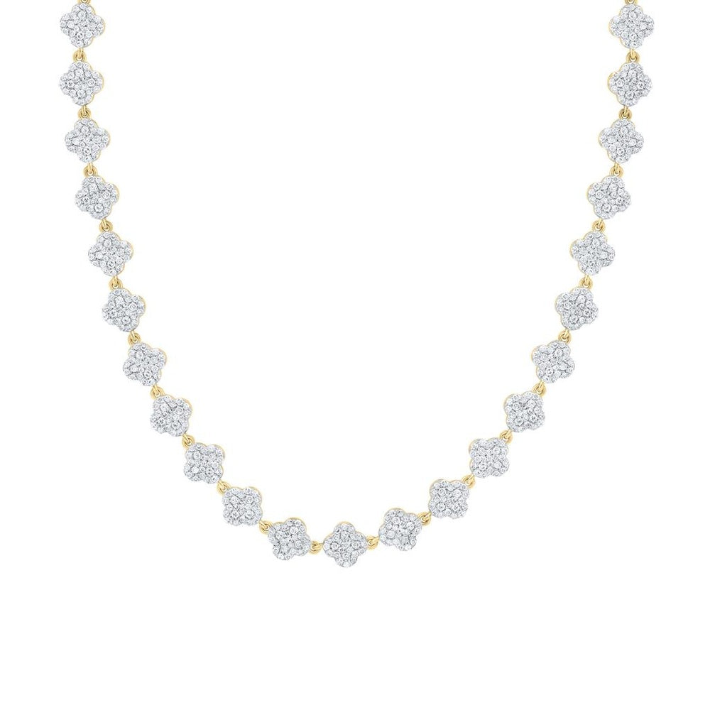 10K Yellow Gold Diamond Clover 18-Inch Necklace - 4 1/2 Carat Total Diamond Weight