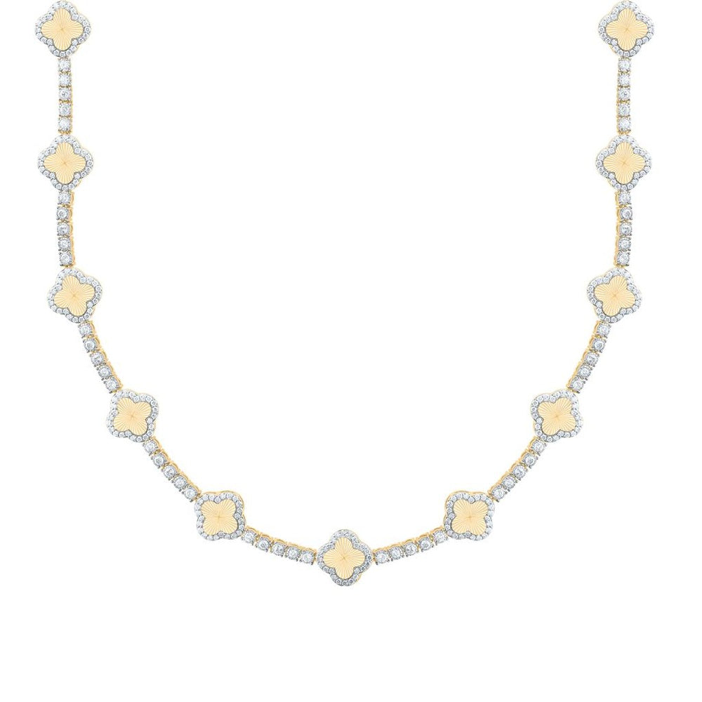 10K Yellow Gold Diamond Clover 18-Inch Necklace - 4 7/8 Carat Total Diamond Weight