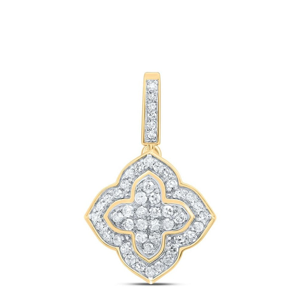 10K Yellow Gold Diamond Clover Pendant - 1/4 Carat Total Diamond Weight