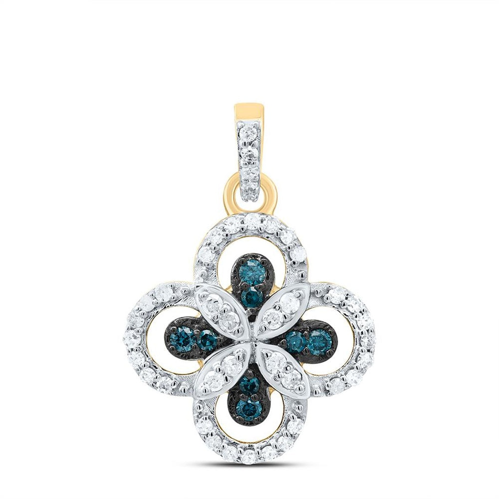 10K Yellow Gold Diamond Clover Pendant - 1/4 Carat Total Diamond Weight