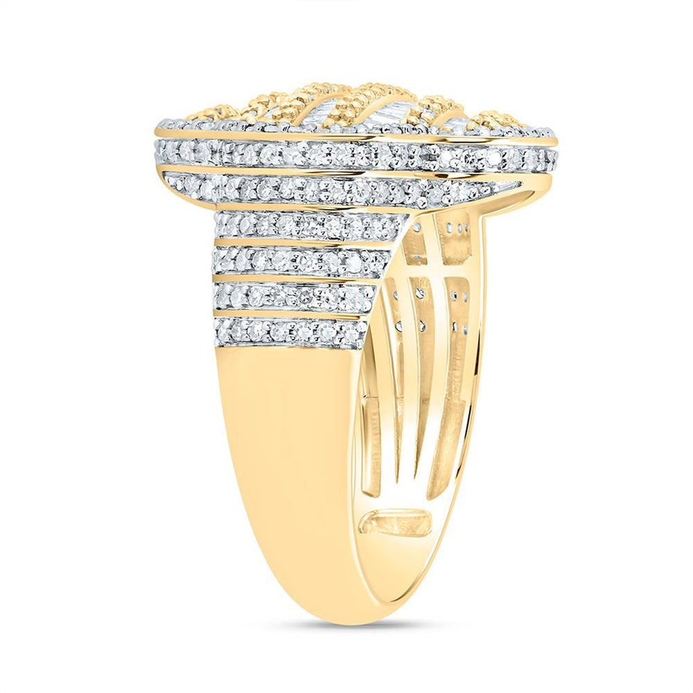 10K Yellow Gold Diamond Clover Ring - 1 1/2 Carat Total Diamond Weight