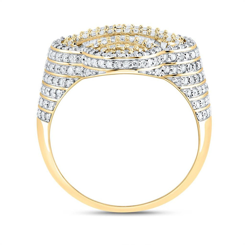 10K Yellow Gold Diamond Clover Ring - 1 1/2 Carat Total Diamond Weight